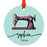 Set of 1 Custom Metal Sewing Machine Ornament for Christmas Tree Great Gift for Sewers and Moms-Set of 1-Andaz Press-Vintage Sewing Machine-