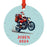Set of 1 Custom Motorcycle Metal Ornament with Angel Wings Memorial for Christmas Tree-Set of 1-Andaz Press-Riding with Angels-