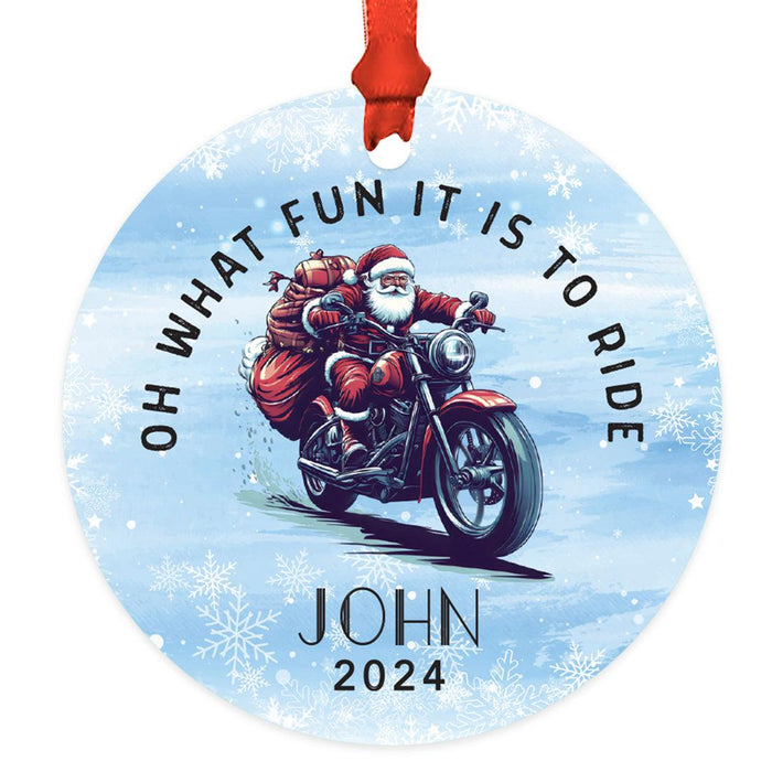 Set of 1 Custom Motorcycle Metal Ornament with Angel Wings Memorial for Christmas Tree-Set of 1-Andaz Press-Riding with Angels-