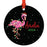 Set of 1 Custom Pink Flamingo Metal Ornament for Christmas Tree-Set of 1-Andaz Press-Flamingo with Christmas Lights-