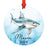 Set of 1 Custom Shark Metal Ornament 20XX, Christmas Ornament for Kids & Marine Life Lovers-Set of 1-Andaz Press-Light Blue Shark-