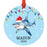 Set of 1 Custom Shark Metal Ornament 20XX, Christmas Ornament for Kids & Marine Life Lovers-Set of 1-Andaz Press-Shark with Christmas Lights-