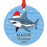 Set of 1 Custom Shark Metal Ornament 20XX, Christmas Ornament for Kids & Marine Life Lovers-Set of 1-Andaz Press-Shark with Santa Hat-