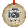 Set of 1 Film Camera Metal Ornament 20XX, Custom Christmas Decor for Photographers-Set of 1-Andaz Press-Vintage Camera-