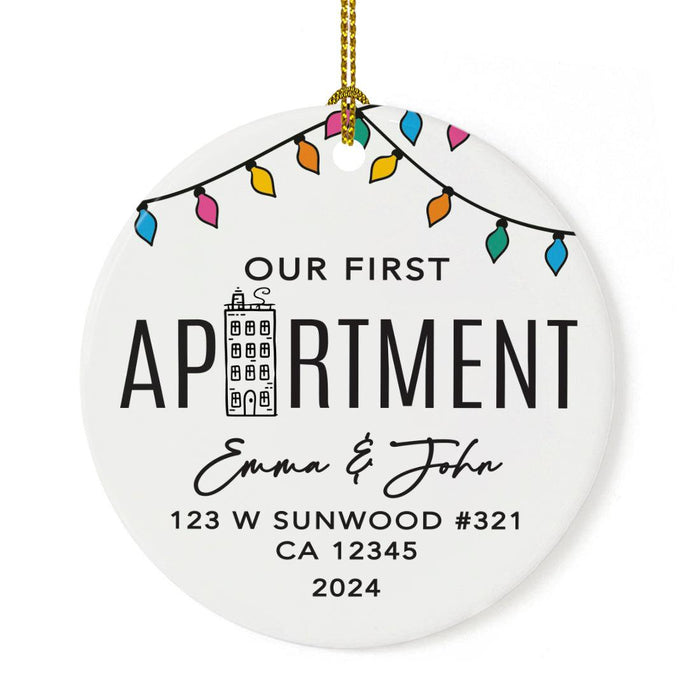 Set of 1 First Apartment Christmas Ornament 20XX, Ceramic My First Apartment Decor-Set of 1-Andaz Press-Modern Apartment Building-