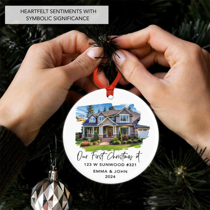 Set of 1 Our First Christmas Ornament 20XX, Ceramic Custom Family Photo, First Home Decor-Set of 1-Andaz Press-