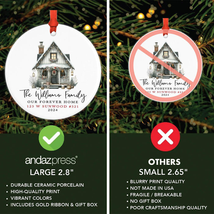 Set of 1 Our Forever Home Ceramic Ornament 20XX, Custom Family & First Home Decor-Set of 1-Andaz Press-