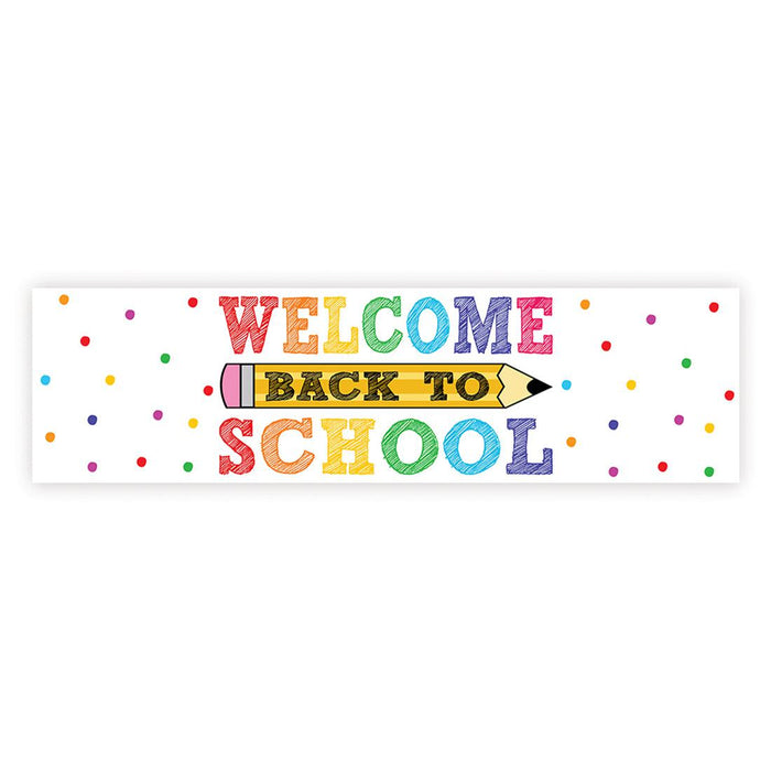 Set of 1 Welcome Back to School Banner | Classroom Door & First Day Decorations, Horizontal Backdrop Sign-Set of 1-Andaz Press-Horizontal Colorful-