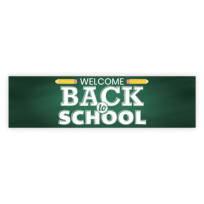 Set of 1 Welcome Back to School Banner | Classroom Door & First Day Decorations, Horizontal Backdrop Sign-Set of 1-Andaz Press-Horizontal Classic Chalkboard-