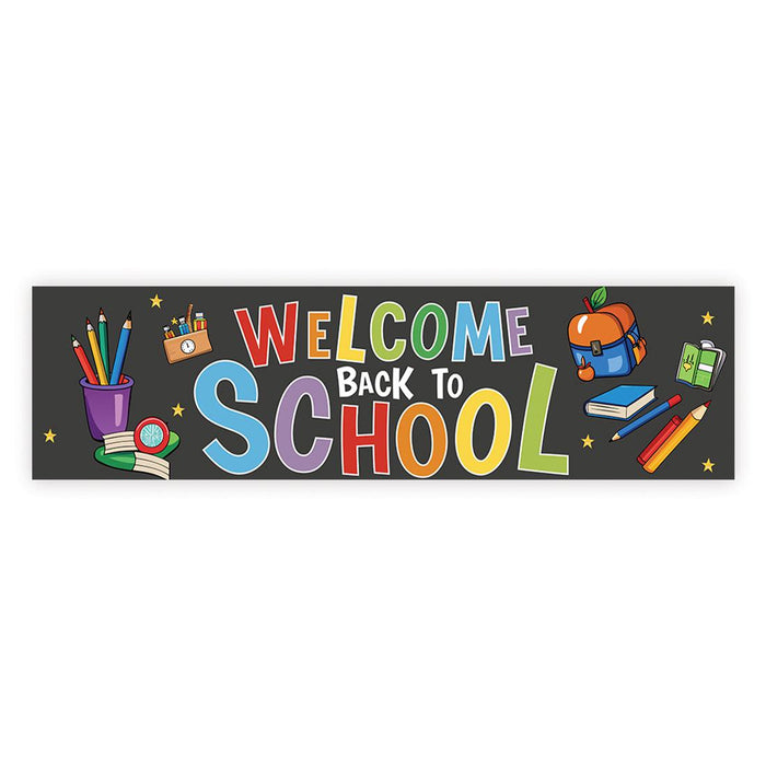 Set of 1 Welcome Back to School Banner | Classroom Door & First Day Decorations, Horizontal Backdrop Sign-Set of 1-Andaz Press-Horizontal Colorful-