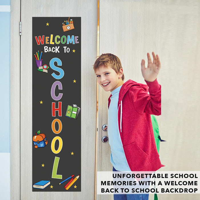 Set of 1 Welcome Back to School Banner | First Day & Classroom Door Vertical Sign-Set of 1-Andaz Press-Vertical Colorful-