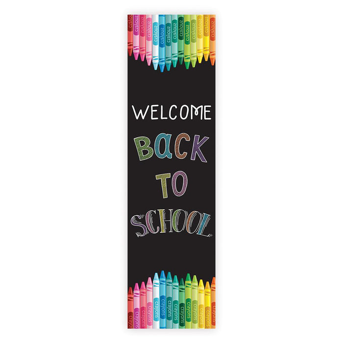 Set of 1 Welcome Back to School Banner | First Day & Classroom Door Vertical Sign-Set of 1-Andaz Press-Vertical Crayons-