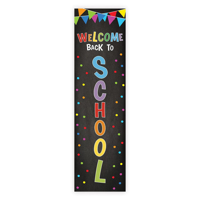 Set of 1 Welcome Back to School Banner | First Day & Classroom Door Vertical Sign-Set of 1-Andaz Press-Vertical Pennant Flags-