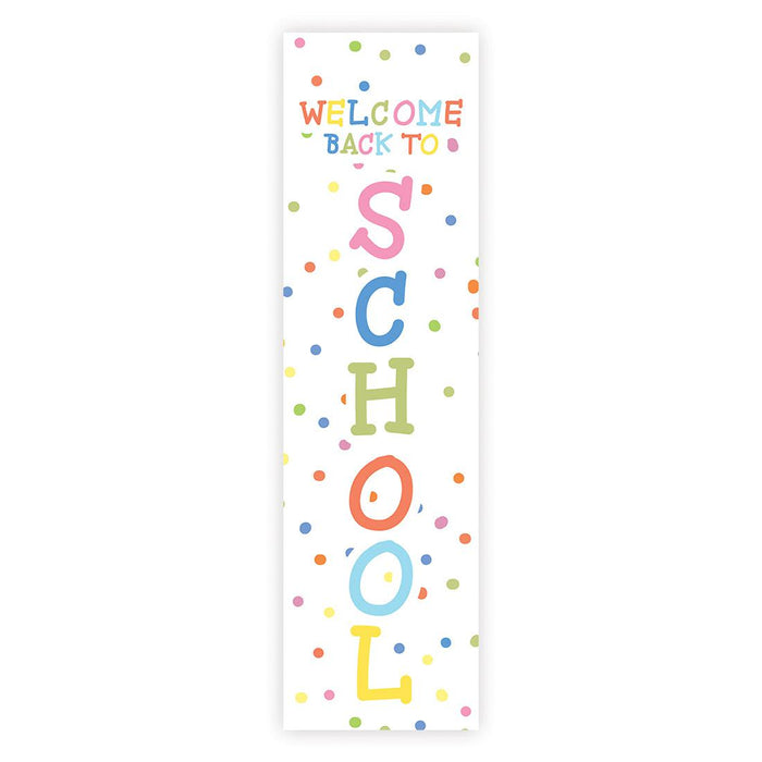 Set of 1 Welcome Back to School Banner | First Day & Classroom Door Vertical Sign-Set of 1-Andaz Press-Vertical Polka Dots-