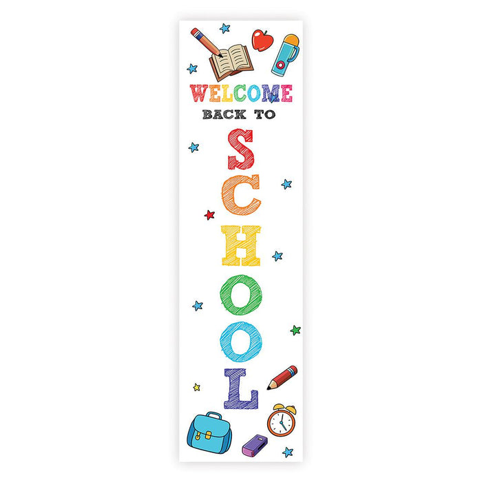 Set of 1 Welcome Back to School Banner | First Day & Classroom Door Vertical Sign-Set of 1-Andaz Press-Vertical School Supplies-