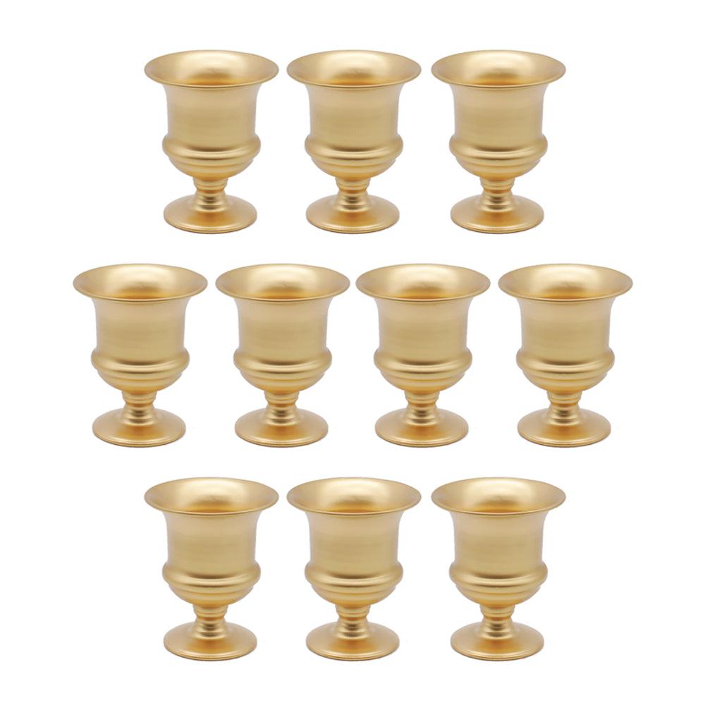 Set of 10 Petite Urn Metal Trumpet Vases-Set of 10-Koyal Wholesale-Gold-