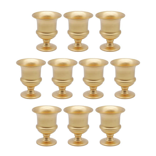 Set of 10 Petite Urn Metal Trumpet Vases-Set of 10-Koyal Wholesale-Gold-