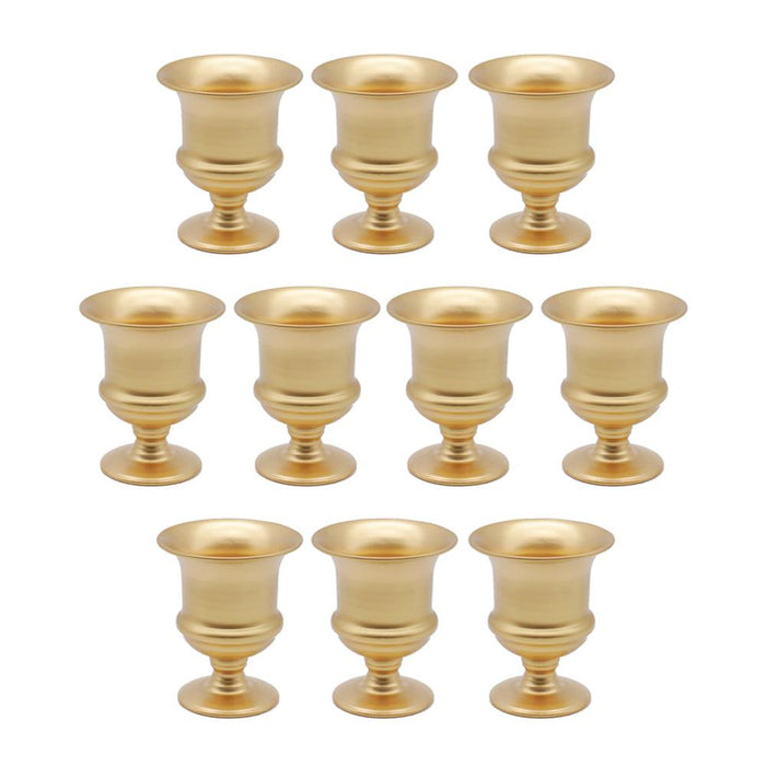 Set of 10 Petite Urn Metal Trumpet Vases-Set of 10-Koyal Wholesale-Gold-