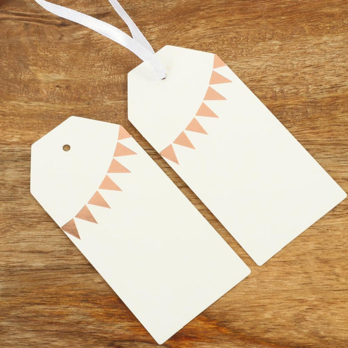 Set of 100 Foil Pennant Banner Favor Tags-Set of 100-Andaz Press-Rose Gold-