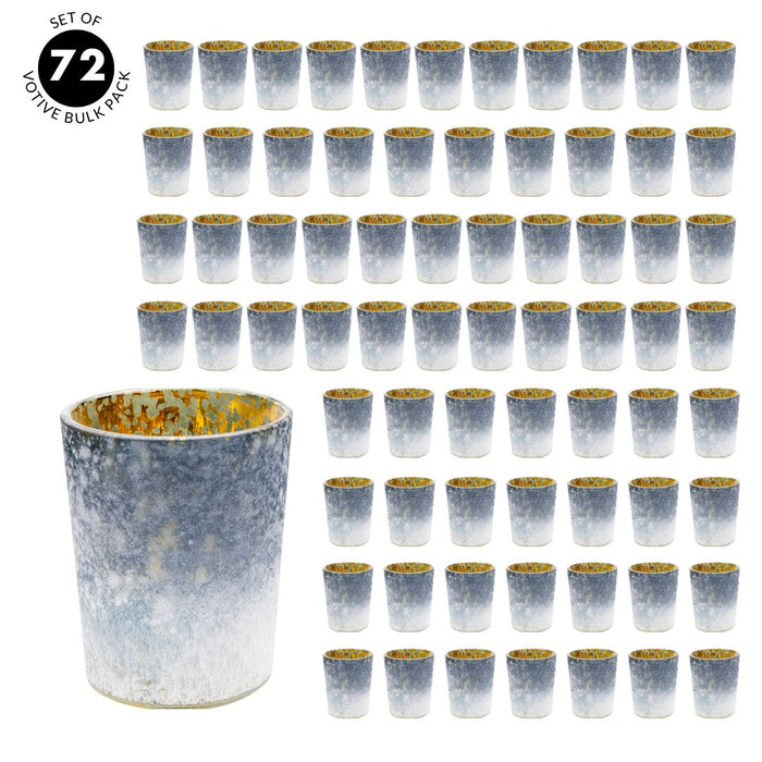 Set of 12 2.6" Tall Frosted Ombre Mercury Glass Votive Candle Holders Bulk Pack-Koyal Wholesale-White-Set of 1 (12 PC)-