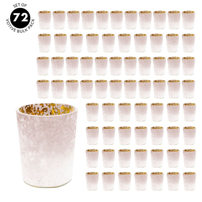 Set of 12 2.6" Tall Frosted Ombre Mercury Glass Votive Candle Holders Bulk Pack-Koyal Wholesale-White-Set of 1 (12 PC)-