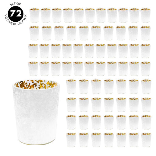 Set of 12 2.6" Tall Frosted Ombre Mercury Glass Votive Candle Holders Bulk Pack-Koyal Wholesale-White-Set of 1 (12 PC)-