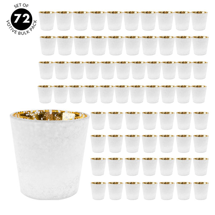 Set of 12 3" Frosted Ombre Mercury Glass Votive Candle Holders Bulk Pack-Koyal Wholesale-White-Set of 1 (12 PC)-