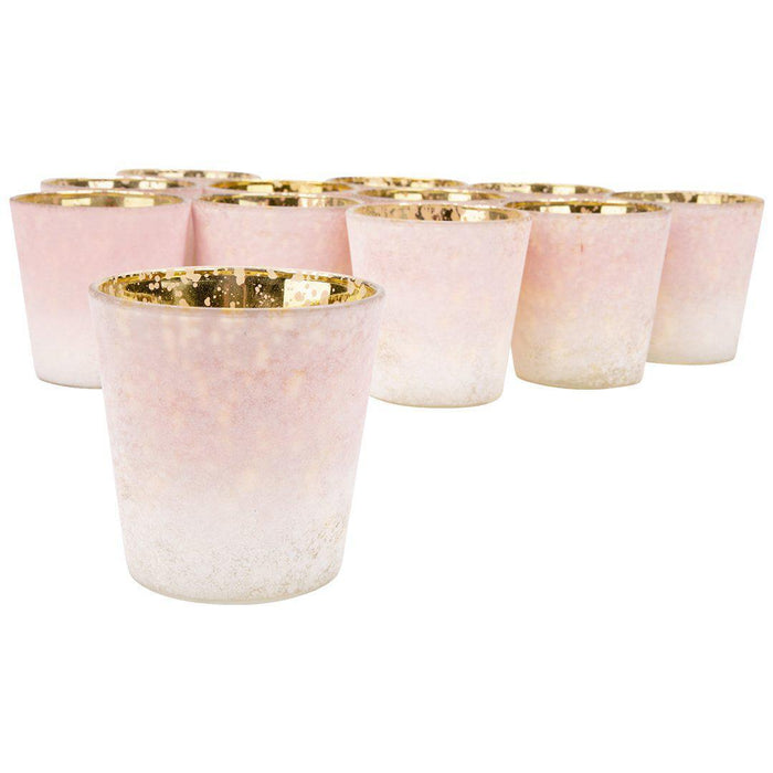 Set of 12 3" Frosted Ombre Mercury Glass Votive Candle Holders Bulk Pack-Koyal Wholesale-White-Set of 1 (12 PC)-
