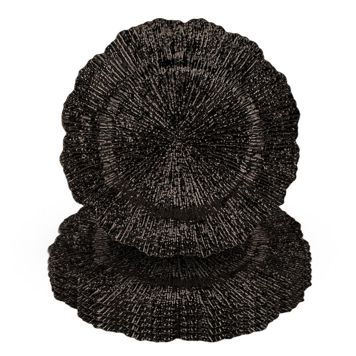 Set of 12 Acrylic Charger Plates Round Flora Bulk Pack-Koyal Wholesale-Metallic Silver-Set of 12-