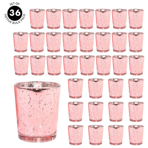 Set of 12 Antique Mercury Glass Votive Cups Bulk Pack-Sold By Case-Koyal Wholesale-Pink-2" D x 2.5" H-Set of 1 (12 PC)