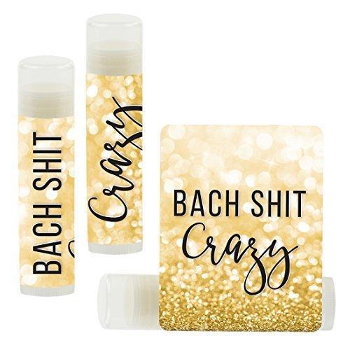 Set of 12 Bachelorette Faux Gold Glitter Shimmer, Lip Balm Favors-Set of 12-Andaz Press-Bach Shit Crazy-