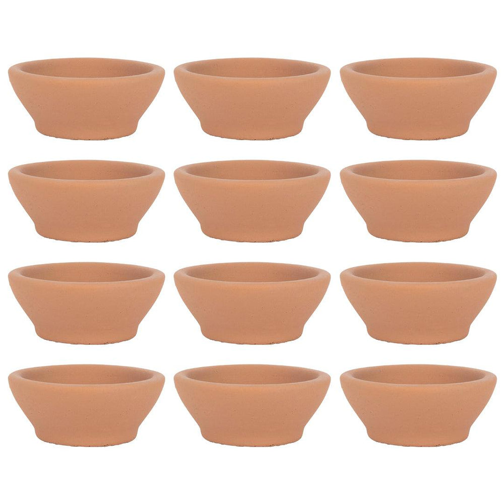 Set of 12 Ceramic Tealight Candle Holder Terracotta Candle Saucers, Decorative Candle Tray Stand Plate for Tealights-Set of 12-Koyal Wholesale-Terracotta-