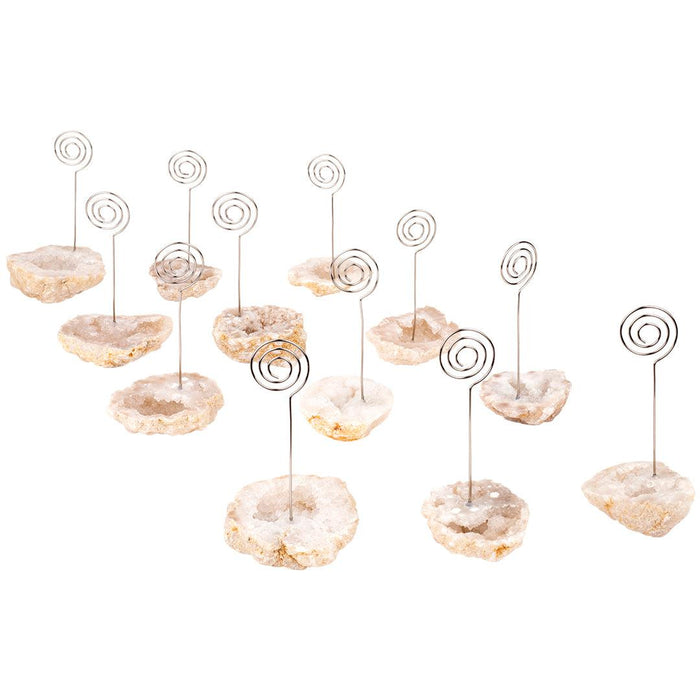 Set of 12 Gemstone Placecard Holders, Geode Stones Table Number Holders-Set of 12-Koyal Wholesale-Blue-