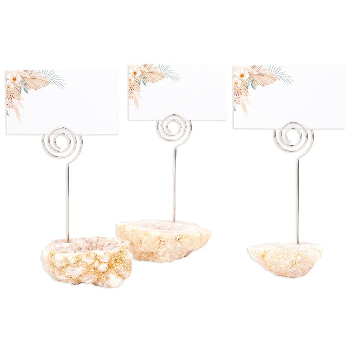Set of 12 Gemstone Placecard Holders, Geode Stones Table Number Holders-Set of 12-Koyal Wholesale-Blue-