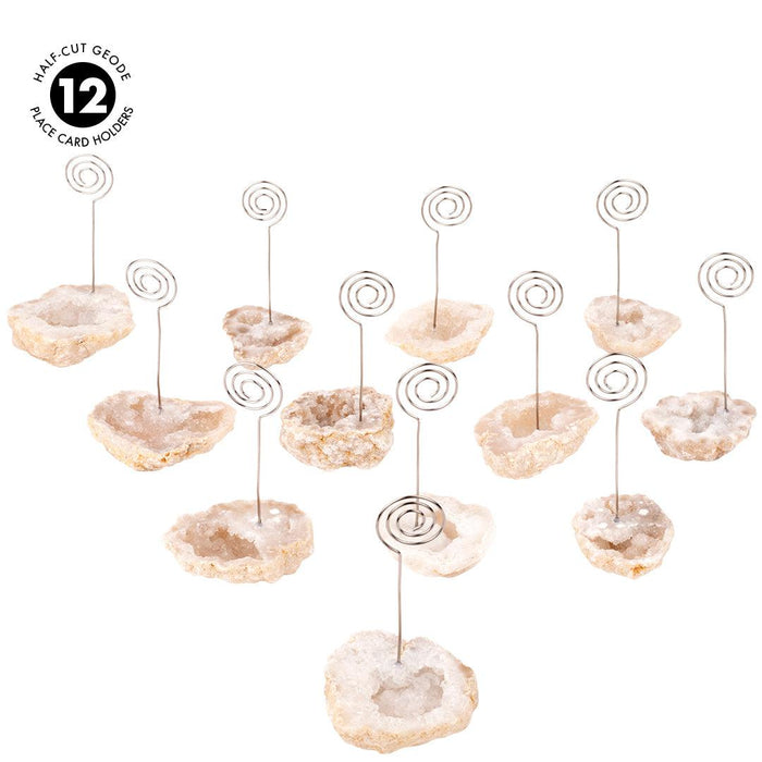 Set of 12 Gemstone Placecard Holders, Geode Stones Table Number Holders-Set of 12-Koyal Wholesale-Blue-