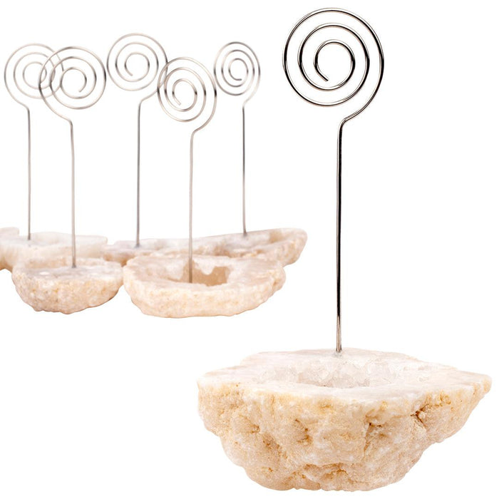 Set of 12 Gemstone Placecard Holders, Geode Stones Table Number Holders-Set of 12-Koyal Wholesale-Blue-