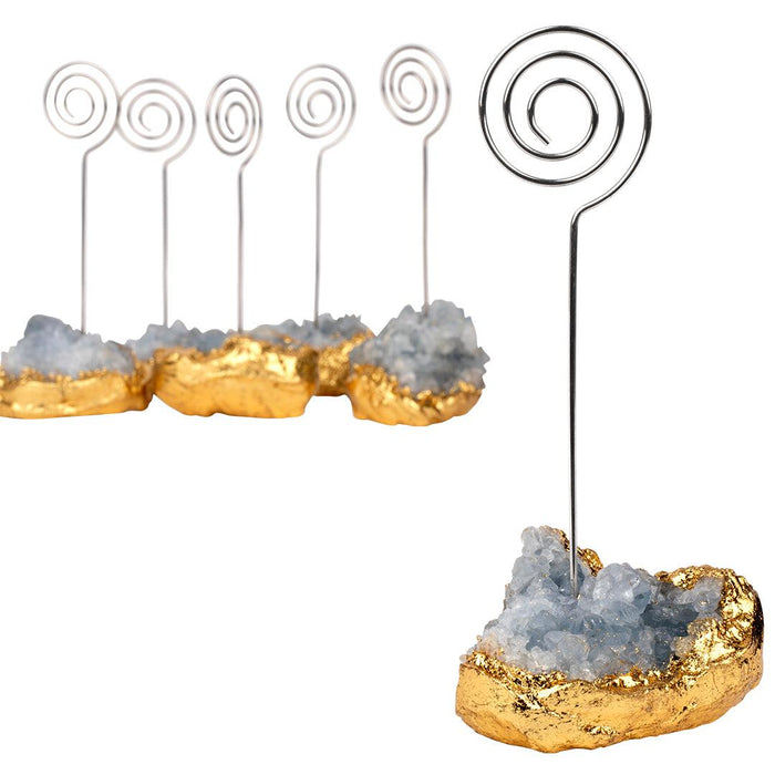 Set of 12 Gemstone Placecard Holders, Geode Stones Table Number Holders-Set of 12-Koyal Wholesale-Blue-