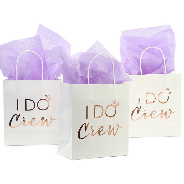 Set of 12 I Do Crew Gift Bags-Set of 12-Andaz Press-Rose Gold-