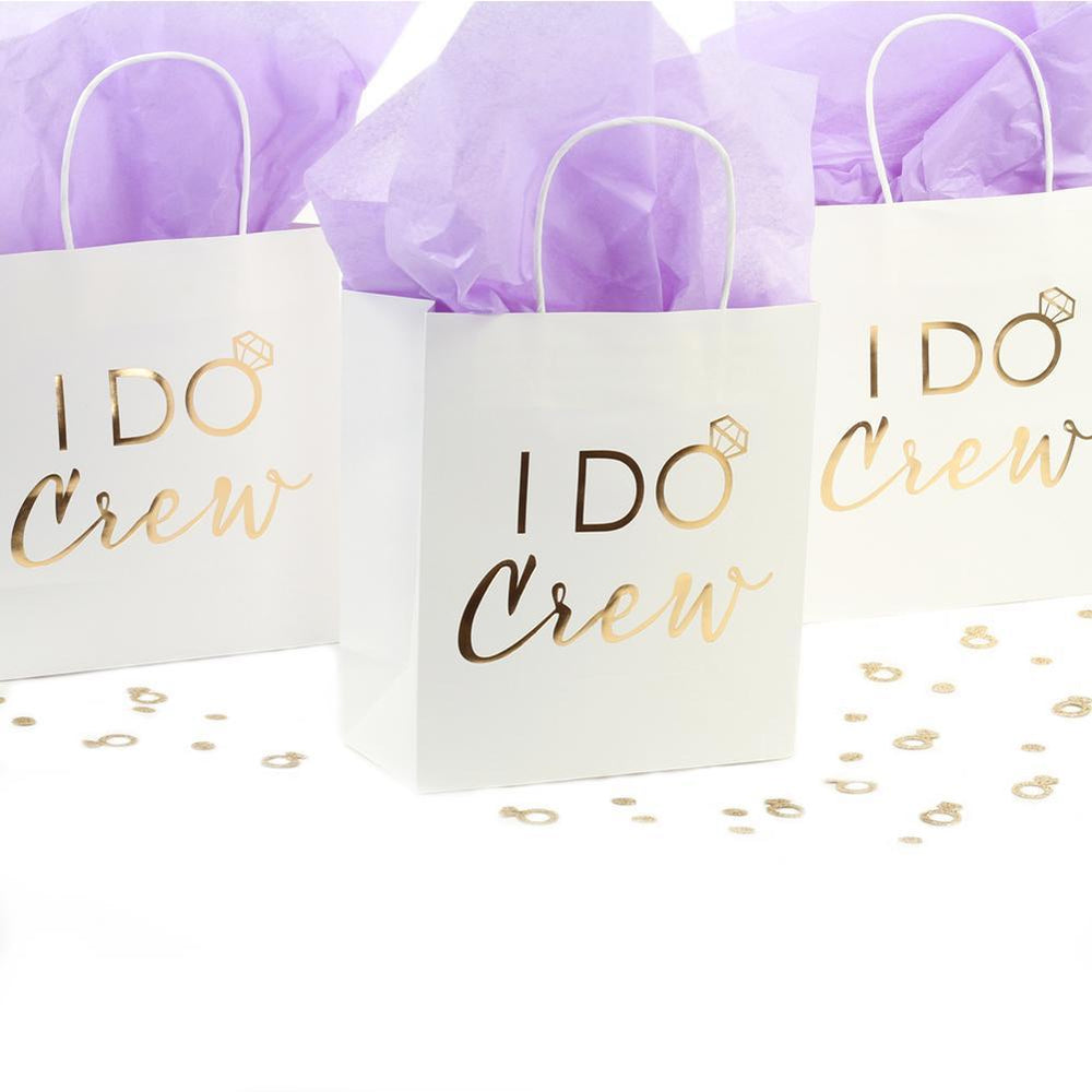 Set of 12 I Do Crew Gift Bags-Set of 12-Andaz Press-Gold-