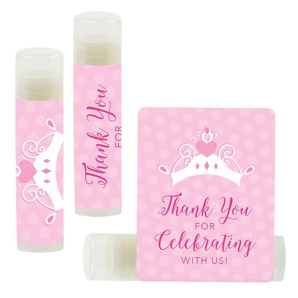 Set of 12 Lip Balm Birthday Party Favors, Thank You for Celebrating with Us-Set of 12-Andaz Press-Princess Crown-