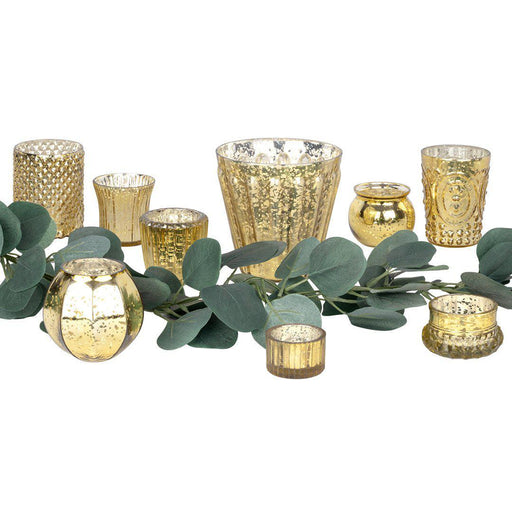 Set of 12 Mismatched Votive Candle Holder for Wedding Table Centerpieces, Home Decor-Set of 12-Koyal Wholesale-Gold-