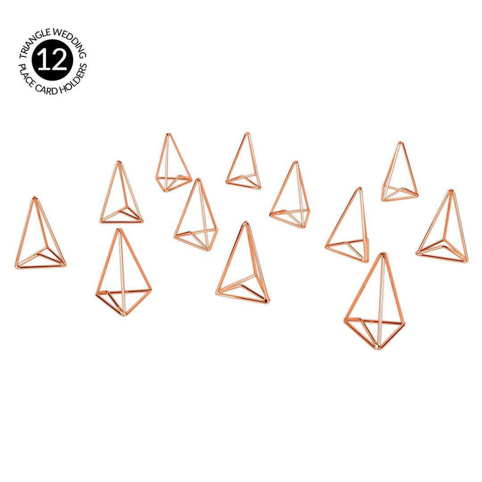 Set of 12 Modern Metal Geometric Triangle Wedding Place Card Holders-Set of 12-Koyal Wholesale-Rose Gold-