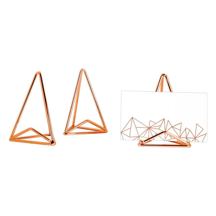 Set of 12 Modern Metal Geometric Triangle Wedding Place Card Holders-Set of 12-Koyal Wholesale-Rose Gold-