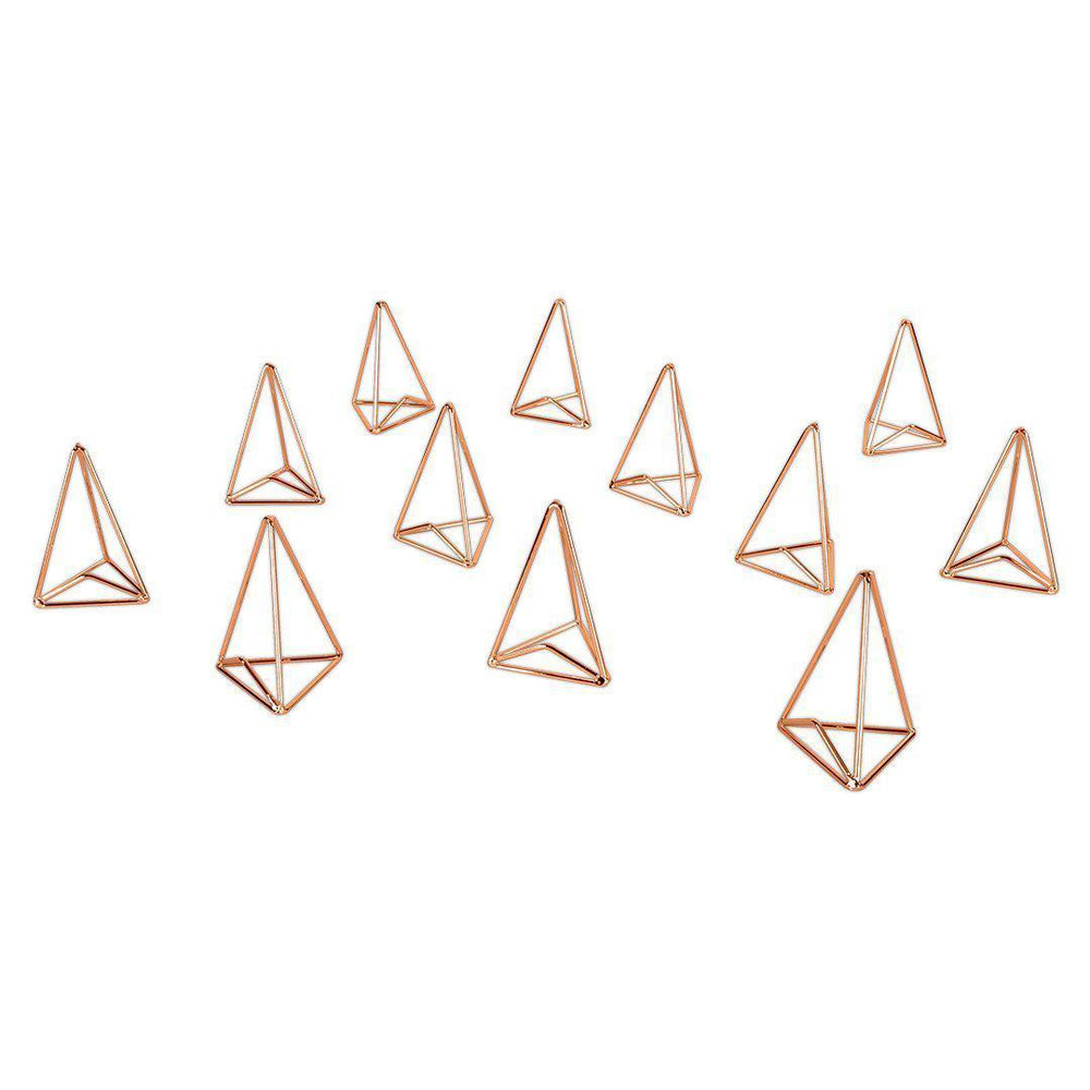 Set of 12 Modern Metal Geometric Triangle Wedding Place Card Holders-Set of 12-Koyal Wholesale-Rose Gold-