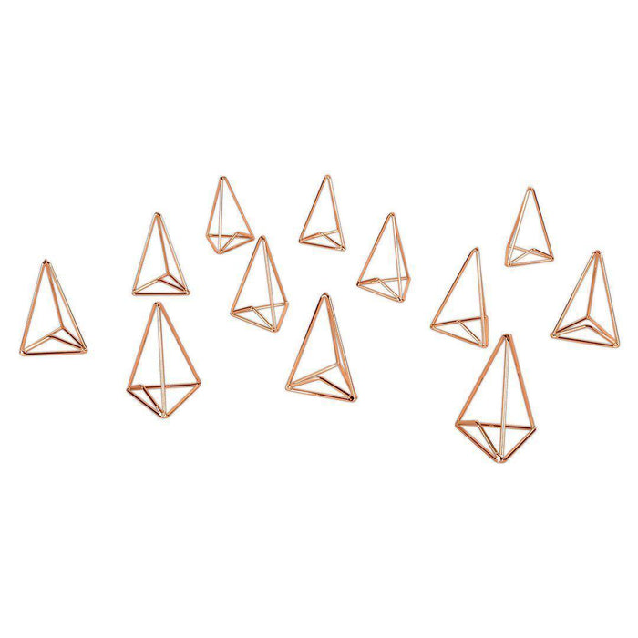 Set of 12 Modern Metal Geometric Triangle Wedding Place Card Holders-Set of 12-Koyal Wholesale-Rose Gold-