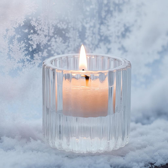 Set of 12 Modern Reversible Glass Taper Tealight Holders-Set of 12-Koyal Wholesale-Clear-