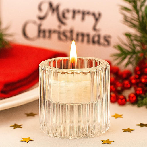 Set of 12 Modern Reversible Glass Taper Tealight Holders-Set of 12-Koyal Wholesale-Clear-