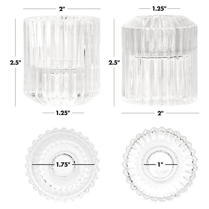 Set of 12 Modern Reversible Glass Taper Tealight Holders-Set of 12-Koyal Wholesale-Clear-