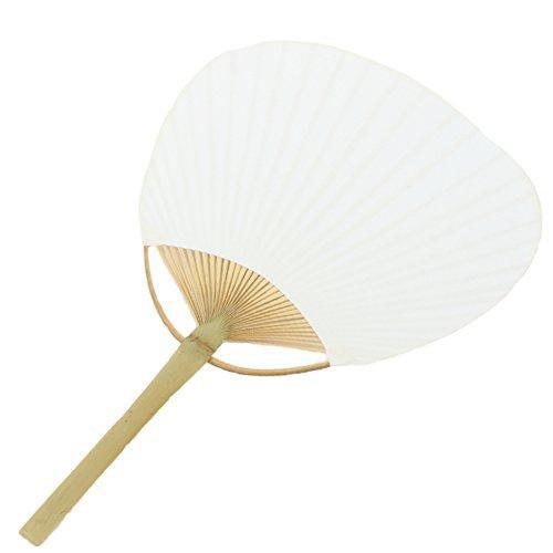 Set of 12 Paper Paddle Fans-Set of 12-Koyal Wholesale-White-