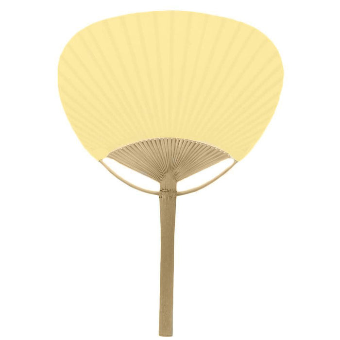 Set of 12 Paper Paddle Fans-Set of 12-Koyal Wholesale-Light Yellow-
